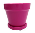 Glazed Ceramic Pot/Saucer - Hot Pink - 4 1/2" x 4 1/4" with Felt Feet