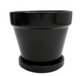 Ceramic Pot and Saucer plus Felt Feet - Black - 4.5" x 4.3"