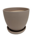 Ceramic Egg Pot with Attached Saucer - Matte Grey - 5" x 5"