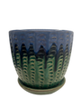 Pompeii Ceramic Planter with Attached Saucer - Turkish Blue - 6" x 5.5"