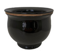 Self Watering Glazed Ceramic Pot plus Felt Feet - Black - 6 1/2" x 5"