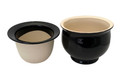 Self Watering Glazed Ceramic Pot plus Felt Feet - Black - 6 1/2" x 5"