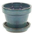 Standard Pot with Attached Saucer - 4.5" x 4" - Tropical Blue