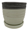 Sylvan Ceramic Planter with Attached Saucer - Milk - 5.5" x 5.5"