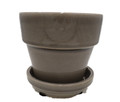 Standard Pot with Attached Saucer - 4.5" x 4" - Crackle Grey