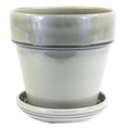Standard Pot with Attached Saucer - 4.5" x 4" - Crackle Grey