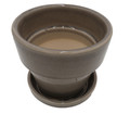 Standard Pot with Attached Saucer - 4.5" x 4" - Crackle Grey