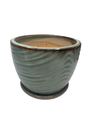 Swirl Drape Planter with Attached Saucer - Hunter - 6" x 5"