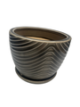 Swirl Drape Planter with Attached Saucer - Grey - 6" x 5"