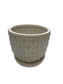 Beaded Diagonal Planter with Attached Saucer - White - 5.5" x 4.75"