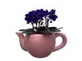 Pink Ceramic Teapot with Surprise Miniature African Violet - 2.5" Pot