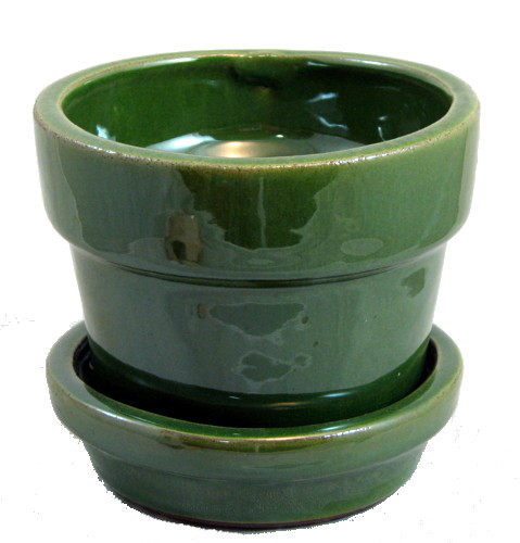 Glazed Ceramic Pot/Saucer Tropical Red 4 3/8" x 4" 11930 Hirt