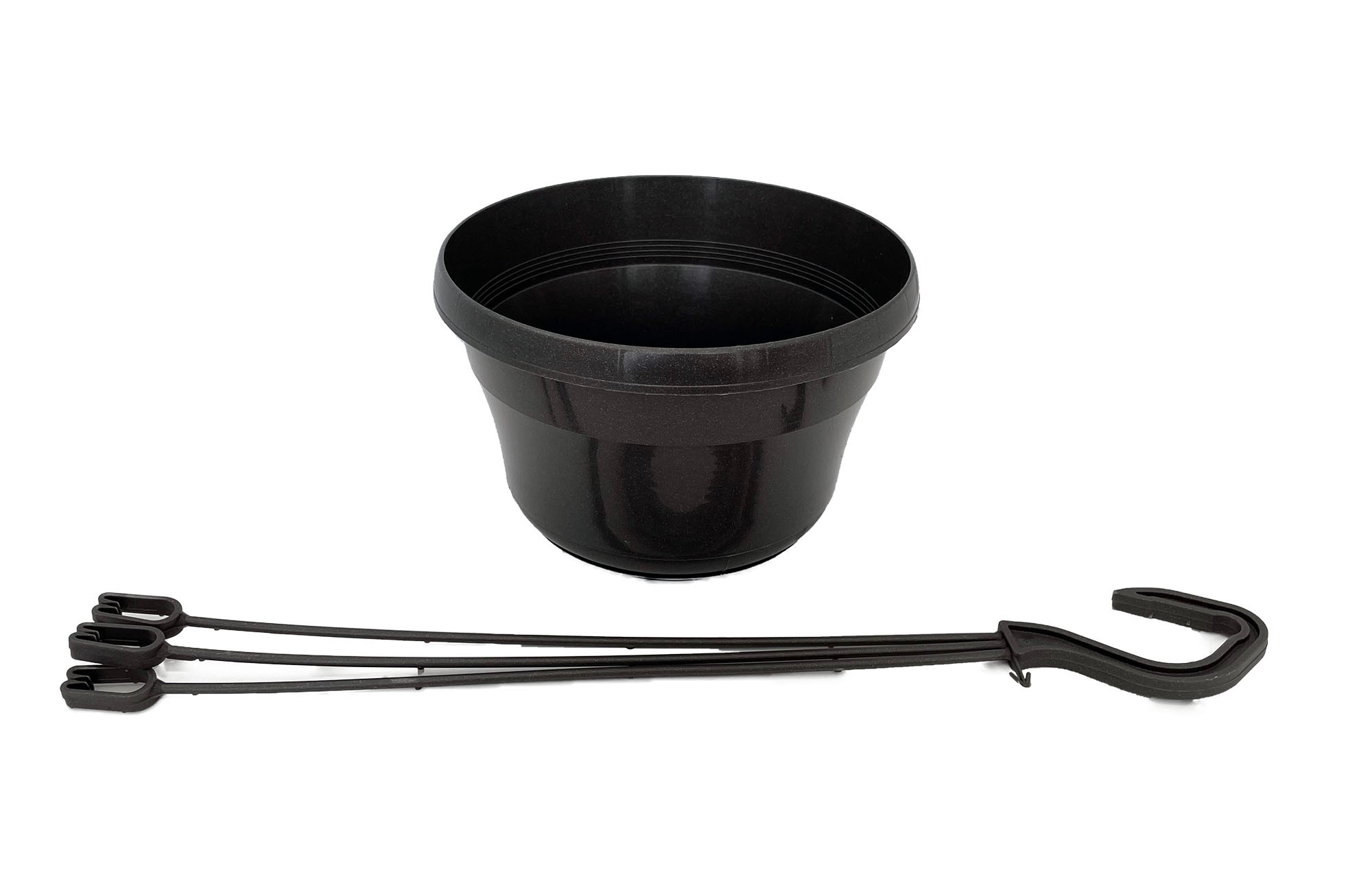 Metallic Grey Color 6" Plastic Hanging Basket with Attached Saucer