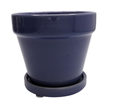 Fiesta Ceramic Pot/Saucer - Purple - 4.5" x 4.3"