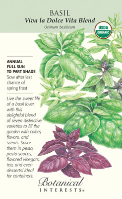 Organic Viva la Dolce Vita Blend Basil Seeds - Six Basil Blend - 3 grams