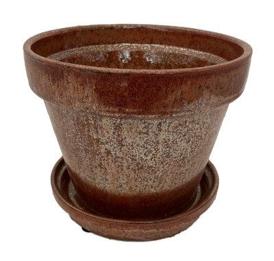Ceramic Pot and Saucer plus Felt Feet - Copper - 8.5" x 6.75"