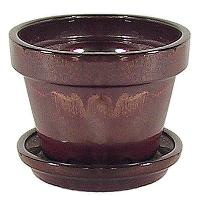 Standard Pot with Attached Saucer - 4.5" x 4" - Tropical Red