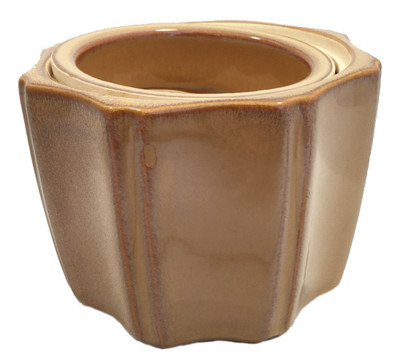 Octagon Self-Watering Glazed Ceramic Pot - Mocha - 5.25" x 4.25"