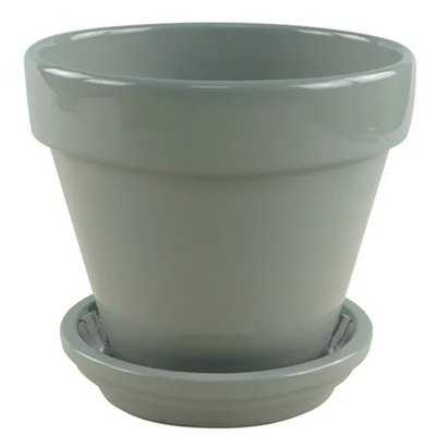 Mini Standard Pot with Attached Saucer - 2.75" x 2.5" - Grey