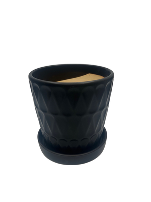 Frequency Pot with Attached Saucer - Matte Black - 5.25" x 5.25"