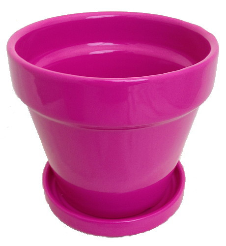 Glazed Ceramic Pot/Saucer Tropical Red 4 3/8" x 4" 11930 Hirt