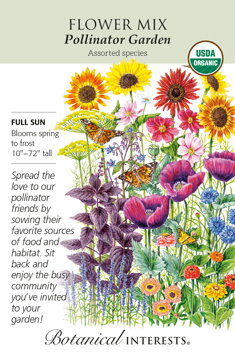 Organic Pollinator Garden Flower Mix Seeds - 2 Grams - Hirt's Gardens