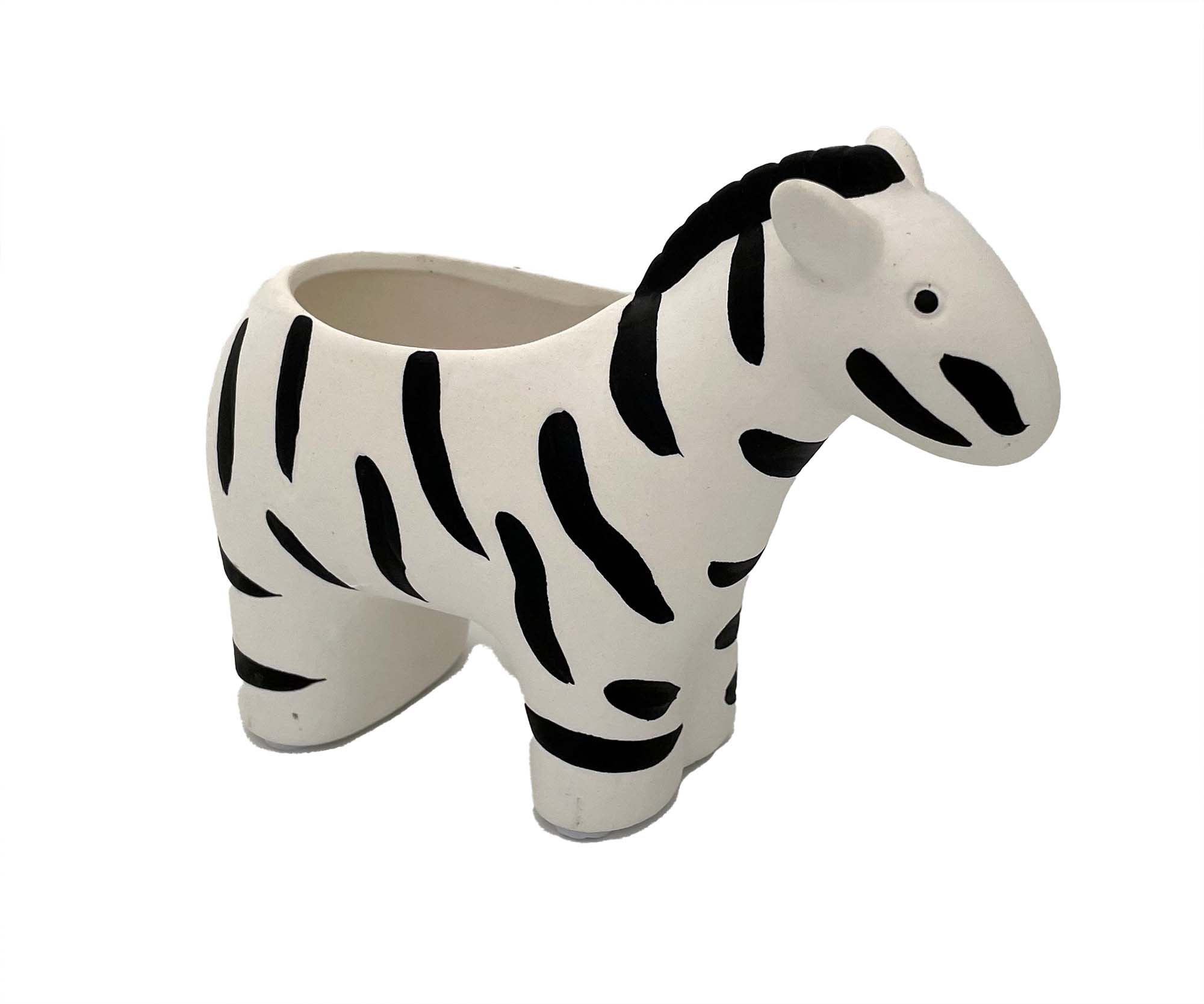 Zebra Black and White Ceramic Animal Pot 3" x 6" x 4.5" Hirt's Gardens