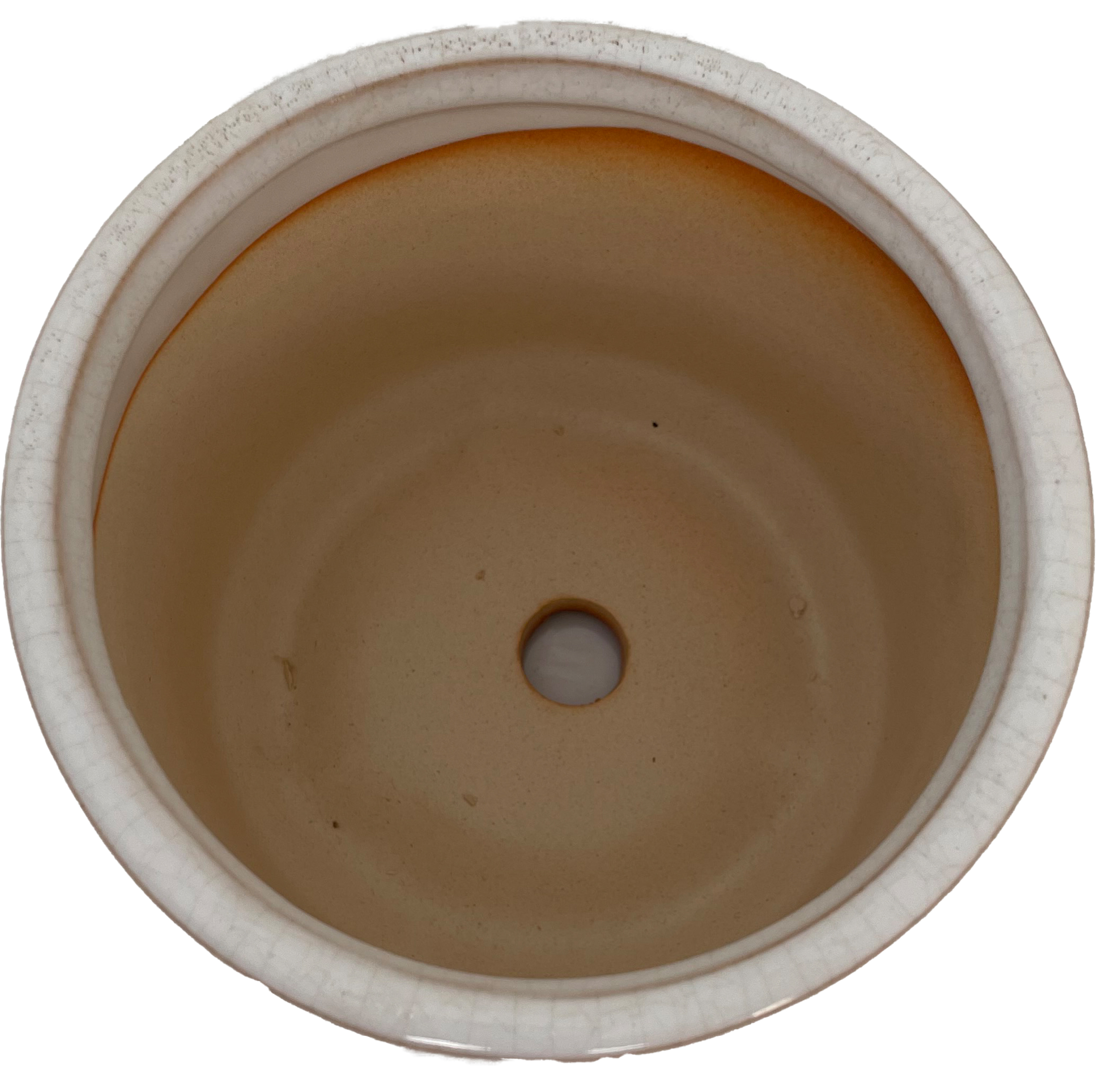 Amelia Cylinder Ceramic Pot with Attached Saucer 5" x 4.25" White