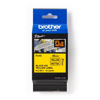 Brother 0.82" x 1.7" / 0.41" x 1.7" Folded Polyester Flag Label | For P-Touch Printers | Case of 1 Roll - 72 Labels per Roll | FLE6511