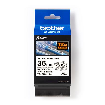 Brother 1.5" x 26.2' Self-Laminating Cable Label | For P-Touch Printers | Case of 1 Roll | TZeSL261