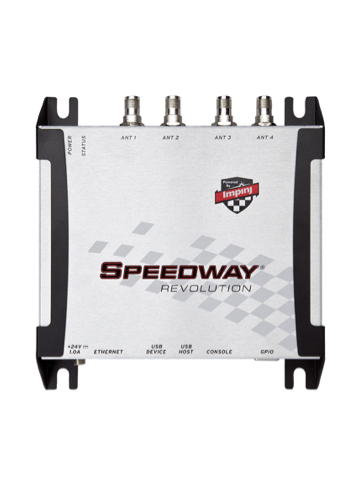 Impinj Speedway Revolution RFID reader device with multiple antenna ports.