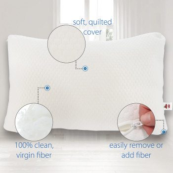New Core Adjust-A-Loft™ Fiber Adjustable Comfort Pillow with Cooling Memory Foam Insert, Standard/Full