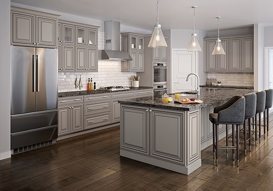 Masterpiece Traditional kitchen cabinet color in painted finish with glaze highlights