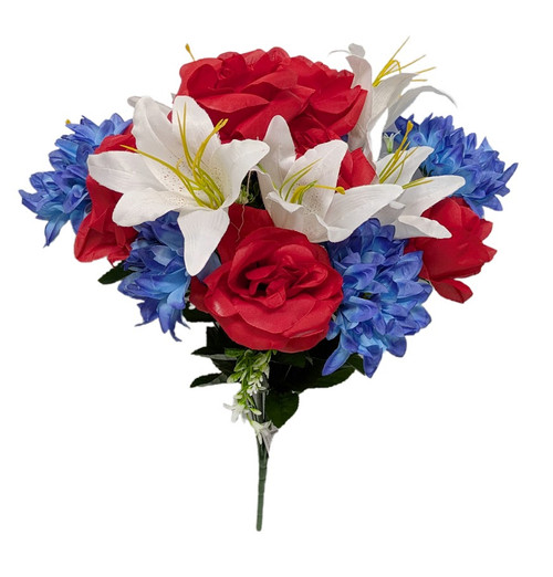 25" Rose Lily Mum Bush - Red White & Blue 