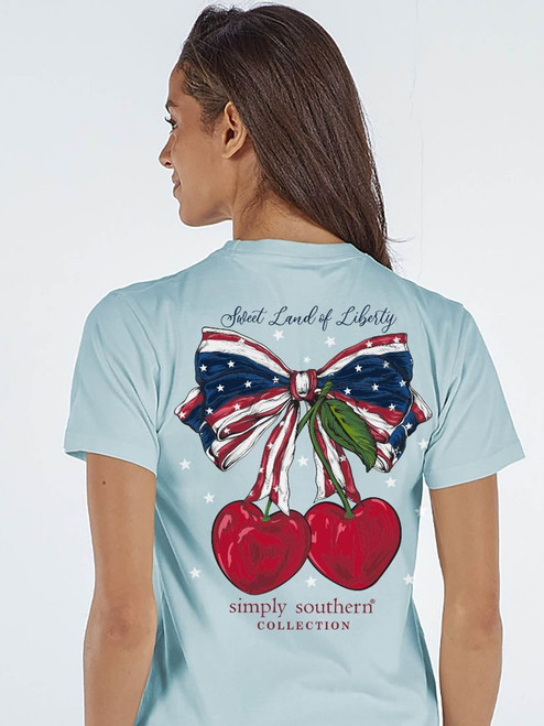 Simply Southern Sweet USA Bow T-Shirt - Ice Simply Southern Sweet USA Bow T-Shirt - Ice