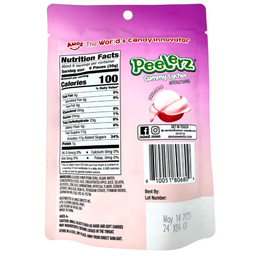 **Viral** Amos Peelerz *Lychee* Gummy - Peel, Play & Enjoy! 6oz Pack **Viral** Amos Peelerz *Lychee* Gummy - Peel, Play & Enjoy! 6oz Pack