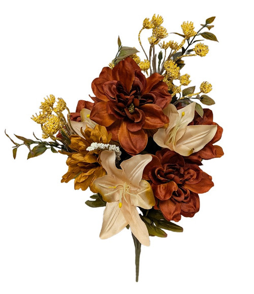 Brown & Beige Peony Daisy Lily Bush Brown & Beige Peony Daisy Lily Bush