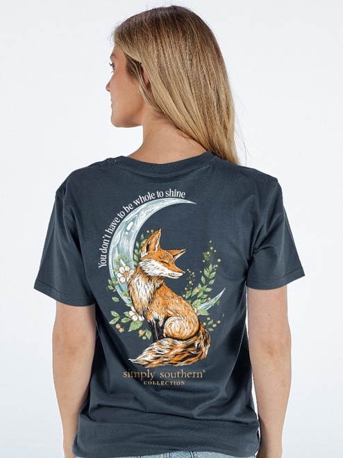 Simply Southern Shine Fox T-Shirt - Heather Navy Simply Southern Shine Fox T-Shirt - Heather Navy