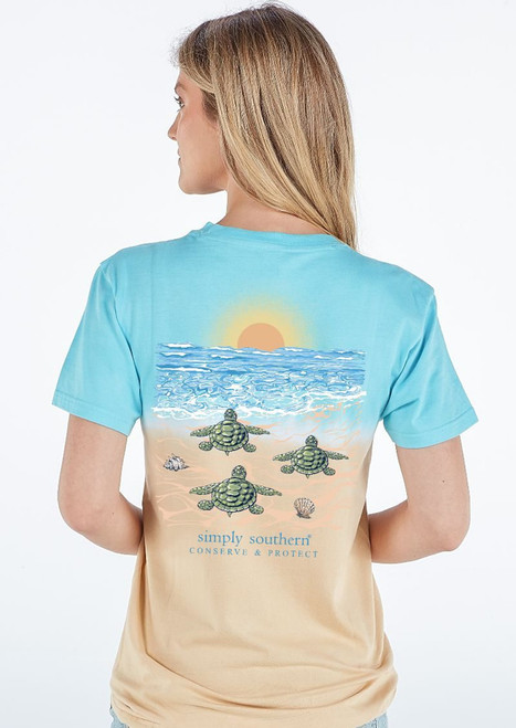 Simply Southern *Turtle Tracker* Splash Hatch T-Shirt - Blue & Tan