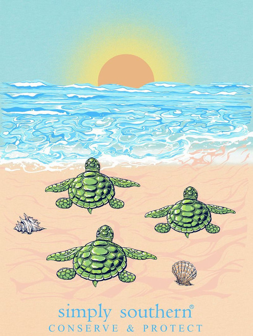 Simply Southern *Turtle Tracker* Splash Hatch T-Shirt - Blue & Tan Simply Southern *Turtle Tracker* Splash Hatch T-Shirt - Blue & Tan