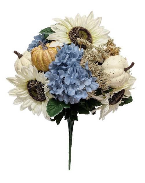Sunflower Hydrangea Pumpkin Bush - Blue & Cream Sunflower Hydrangea Pumpkin Bush - Blue & Cream