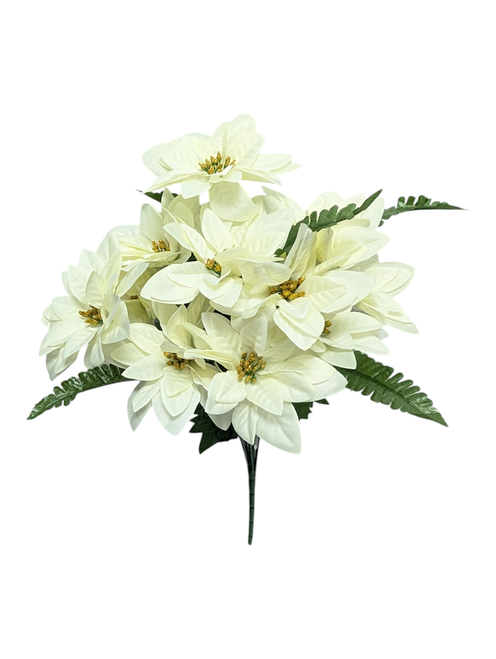 Cream Poinsettia Bush with Gold Glitter Center Cream Poinsettia Bush with Gold Glitter Center