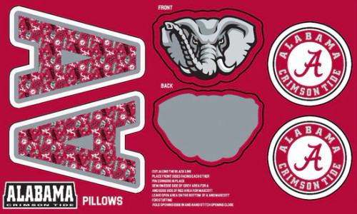 UNIVERSITY OF ALABAMA-Collegiate Pillow Project-100% Polyester Minky-AL1359