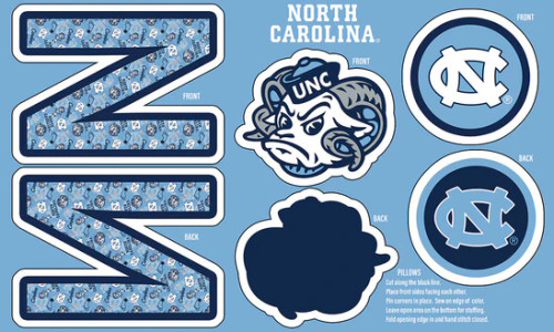UNIVERSITY OF NORTH CAROLINA-Collegiate Pillow Project-100% Polyester Minky-NC1359
