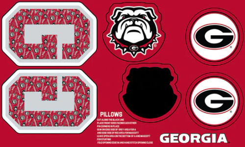 UNIVERSITY OF GEORGIA-Collegiate Pillow Project-100% Polyester Minky-GA1359