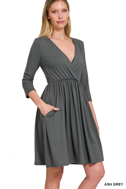 Buttery Soft 3/4 Sleeve Pocket Dress Buttery Soft 3/4 Sleeve Pocket Dress