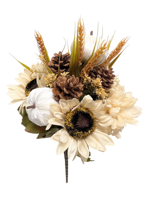 Beige Sunflower Ball Mum Pumpkin Pine Bush Beige Sunflower Ball Mum Pumpkin Pine Bush