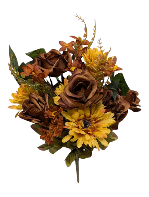 Rose & Gerber Daisies - Brown Rose & Gerber Daisies - Brown