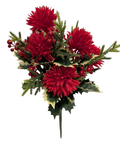 Red & Cream Mums & Berries Mixed Bush Red & Cream Mums & Berries Mixed Bush