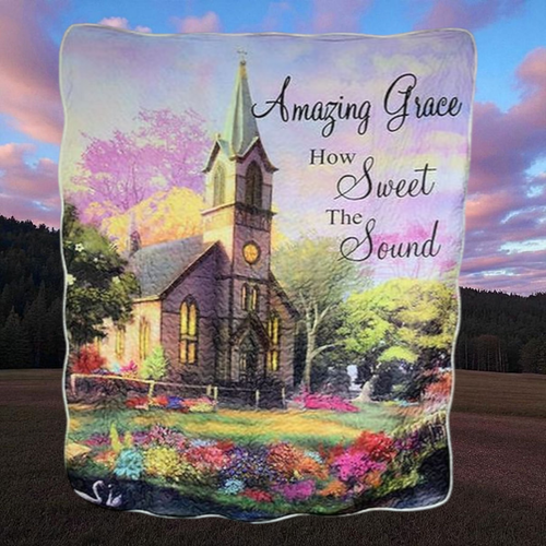 50" x 60" Inspirational Quilted Throw - Amazing Grace How Sweet The Sound